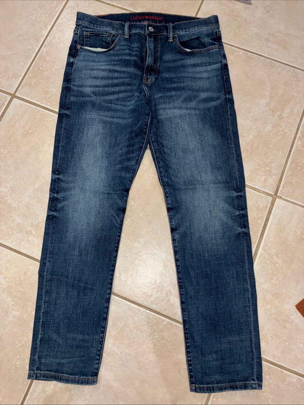Lucky Brand 412 Authentic Slim Jeans Mens 34x32 Blue Dark Wash Stretch Denim